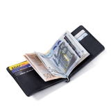 德国TROIKA钱包男士短款真皮超薄 金属钱夹不锈钢卡套钞票夹 卡夹