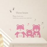韩国三只小熊墙贴 熊爸爸妈妈宝贝客厅卧室背景墙玻璃贴 音乐墙贴