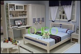品牌专柜纯实木儿童家具纯松木床白色水性漆床实木儿童床