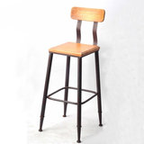 铁艺工业现代咖啡背靠椅子美式乡村原木铁艺餐椅休闲椅酒吧高脚椅