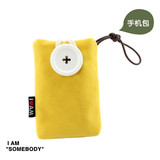扣子手机袋 三色补丁布艺苹果三星手机保护套5.3/4.0寸屏幕手机包