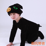 儿童动物表演服猪 黑猪表演服 黑猪演出服 三只小猪演出服 猪衣服