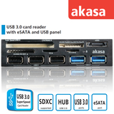 akasa多合一USB3.0超速读卡器 CF SD MS M2软驱位内置读卡器 包邮