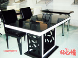 时尚钢化玻璃餐桌椅组合一桌四椅特价简约现代办公住宅餐厅客厅