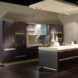长沙实体开放式厨房 整体橱柜定做 现代高档汽车烤漆岛台厨柜定制