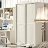 全实木欧式白色移门衣柜韩式大衣橱松木环保家具卧室储物柜可定制