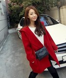 现货韩国正品代购进口女2016秋冬季女装新款大红针织衫开衫毛衣女