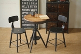 LOFT金属整装法式铁艺咖啡桌椅可升降做旧圆桌复古实木茶几吧椅