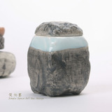 景德镇陶瓷 创意仿石质陶瓷茶叶罐A 茶道茶具 家居饰品摆件 特价