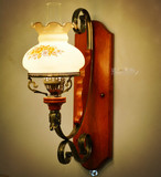 欧式复古实木地中海壁灯仿古个性创意酒吧壁灯过道灯茶馆客厅壁灯