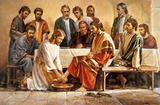 手绘油画布面油画圣诞装饰画圣经画像圣像耶稣给门徒洗脚2