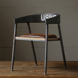 美式乡村LOFT工业风格铁艺做旧餐椅实木吧台椅休闲咖啡椅办公椅