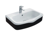 双皇冠全新专柜正品法恩莎台盆 艺术盆FP-4690陶瓷黑白面盆洗手池