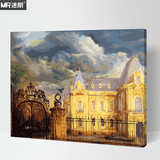 迷朗数字油画包邮 特价diy手绘油画 客厅风景情侣装饰画 欧洲城堡