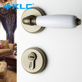 德国KLC美式欧式青古铜门锁 欧式分体锁 室内门锁 陶瓷把手铜锁芯