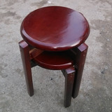 实木凳子 螺丝加固 全实木红色双档橡木凳 板凳 木头圆凳 餐凳