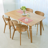 北欧简约设计日式muji风格白橡木实木长餐桌椅子组合工作吧台