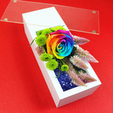 七彩玫瑰礼盒高档生日送花北京鲜花上海鲜花速递荷兰进口彩虹玫瑰