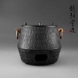龍颜堂铜耳回形纹风炉日本南部铁器铸铁炉铁壶煮水木炭炉送酒精灯