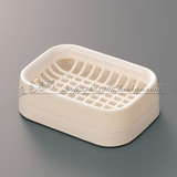 日本进口INOMATA 双层沥水肥皂盒 塑料双格皂碟 网格滤水香皂盒