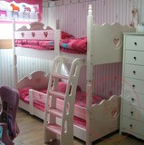 彩色漆儿童实木儿童床女孩床高低上下床子母床双层桃心圆球床家具
