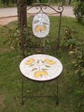 马赛克桌椅 柠檬图形彩玻 铁艺椅子 餐椅 户外庭园桌椅 特价现货