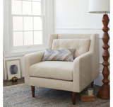 名师设计北欧宜家休闲时尚客厅卧室布艺沙发实木脚单人沙发椅