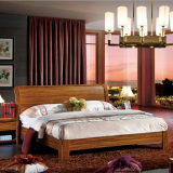 现代新中式简约乌金木色双人实木床1.5米1.8米高箱床中式储物床