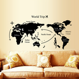 麦兜可移除卧室客厅学校宿舍布置世界地图世界旅行创意简约墙贴纸
