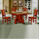 欧式大理石餐桌椅组合圆桌转盘家用餐桌圆形餐桌吃饭桌子台面实木