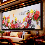 丝带绣挂画 客厅 大幅新款彩印花卉刺绣中国红3D 丝带绣立体绣