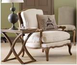 美式田园单人沙发 简欧实木框架 后现代休闲躺椅外贸出口单人沙发