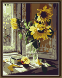 【佳彩天颜】数字油画diy客厅卧室书房风景装饰画壁画 窗外向日葵