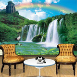 订制大型墙纸壁纸壁画电视背景墙无缝客厅卧室自然风景瀑布仙鹤图