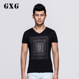 GXG[包邮]男装 男式时尚V领黑色短袖T恤#31144320