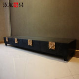 汉龙赤马 新中式古典古韵风格装饰家具-客厅金色小花影电视柜J011