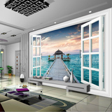 雅诗兰3D立体墙纸 客厅卧室背景墙壁纸温馨浪漫大型壁画假窗海