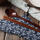 吉布JeeBuu 日式原木筷子勺子套装 碎花布袋两款 zakk餐具 杂货