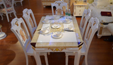 欧式实木大理石长方形白色方桌方台餐桌椅组合家具餐厅饭桌子