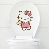 kitty卡通防水环保浴室卫生间贴画马桶盖贴凯蒂猫马桶贴纸墙贴纸