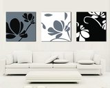 抽象黑白壁画|现代简约客厅装饰画三联画|时尚沙发背景墙无框画