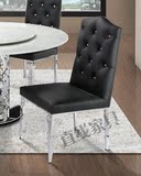 不锈钢雕花餐桌椅 新古典后现代餐桌椅/黑色皮革水晶拉扣餐椅191