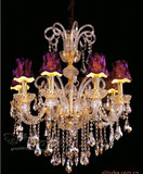 欧式奢华金色高档K9玻璃弯管水晶吊灯欧式蜡烛灯客厅餐厅卧室灯
