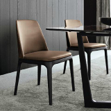 品牌餐桌椅 实木布艺餐椅 时尚舒适餐厅椅子 高背咖啡厅休闲座椅