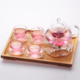 耐热玻璃茶具套装整套功夫过滤透明花茶壶花草茶杯茶盘四合一特价