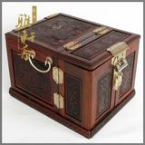 红酸枝木多层饰品盒 红木首饰盒收纳盒 实木质木制百宝箱带铜锁