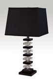 包邮 高质量黑白正方形水晶台灯黑色方形灯罩大理石底座百搭装饰