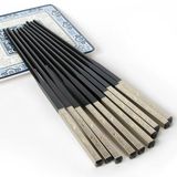 红木筷子 黑檀木雕刻龙凤乌木银筷子 实木质天然无油漆家用原木