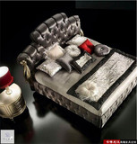意大利新古典软体床欧式卧室双人床实木床雕花软包床全套家具定做