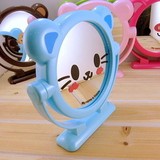 韩版可爱 卡通动物化妆镜 双面美容镜 可旋转桌面台式镜 创意居家